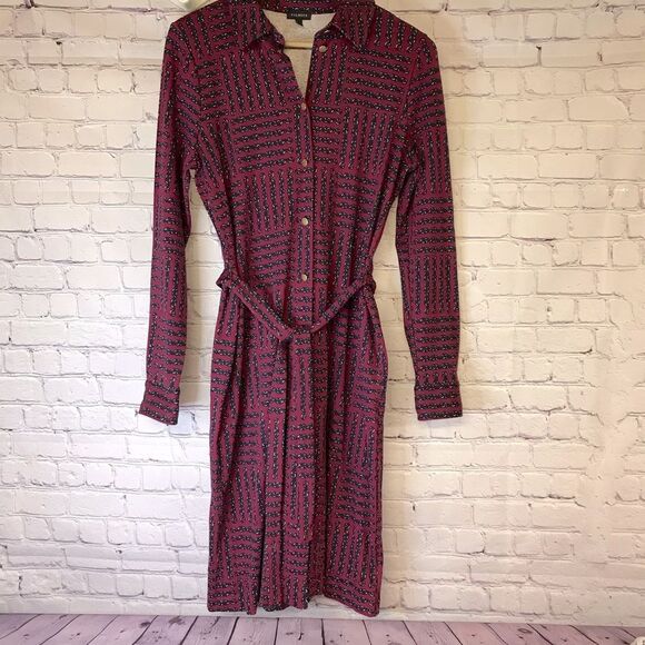 Talbots Long Sleeve Equestrian Grandmillenial Cotton Knit Midi Shirt Dress M - Picture 1 of 11